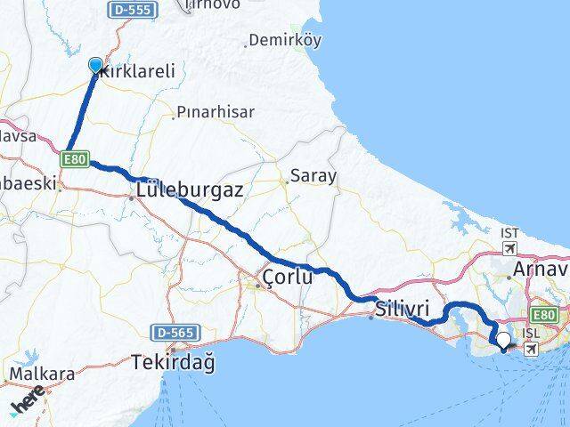 Kırklareli Avcılar İstanbul Arası Kaç Km - Yol Haritası