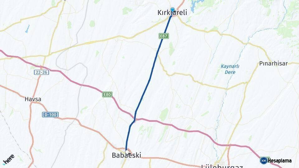 Kırklareli Babaeski Arası Kaç Km - Yol Haritası