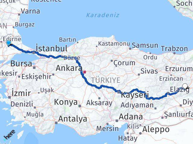 Kırklareli Babaeski Bingöl Arası Kaç Km - Yol Haritası