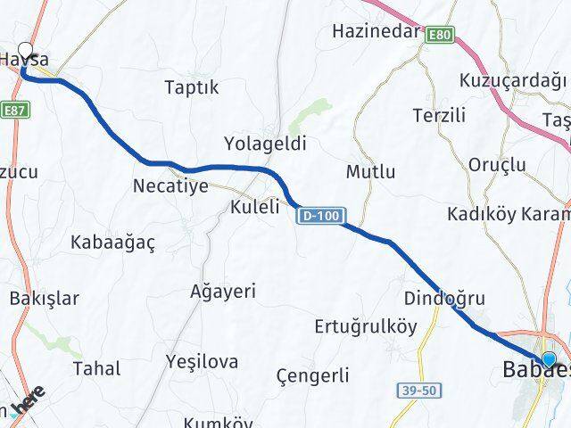 Kırklareli Babaeski Havsa Edirne Arası Kaç Km - Yol Haritası