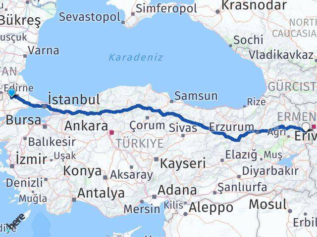 Kırklareli Babaeski Iğdır Arası Kaç Km - Yol Haritası