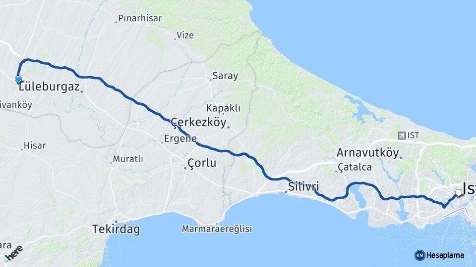 Kırklareli Babaeski İstanbul Arası Kaç Km - Yol Haritası
