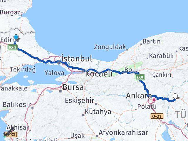 Kırklareli Balışeyh Kırıkkale Arası Kaç Km - Yol Haritası