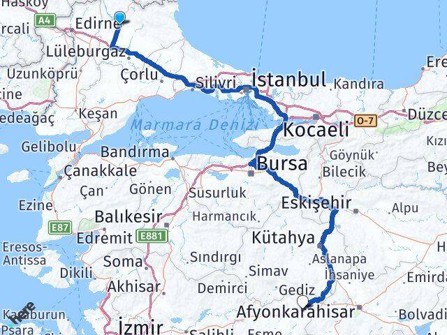 Kırklareli Banaz Uşak Arası Kaç Km - Yol Haritası