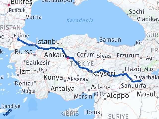 Kırklareli Beşiri Batman Arası Kaç Km - Yol Haritası