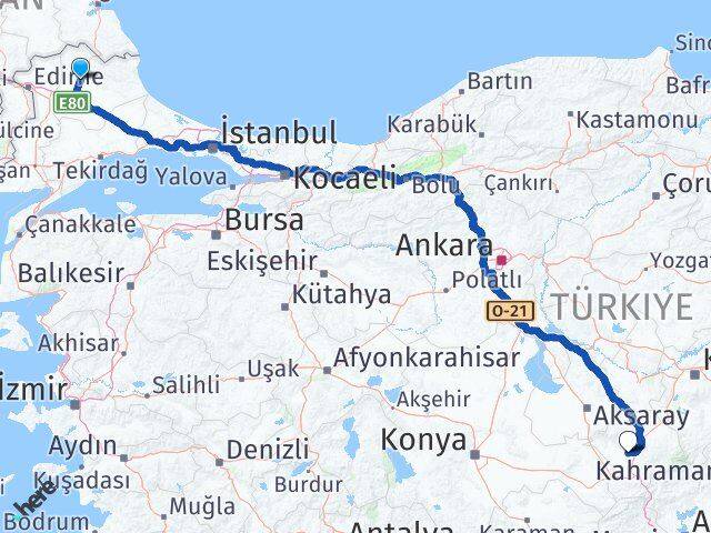 Kırklareli Bor Niğde Arası Kaç Km - Yol Haritası