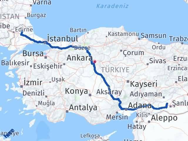 Kırklareli Bozova Şanlıurfa Arası Kaç Km - Yol Haritası