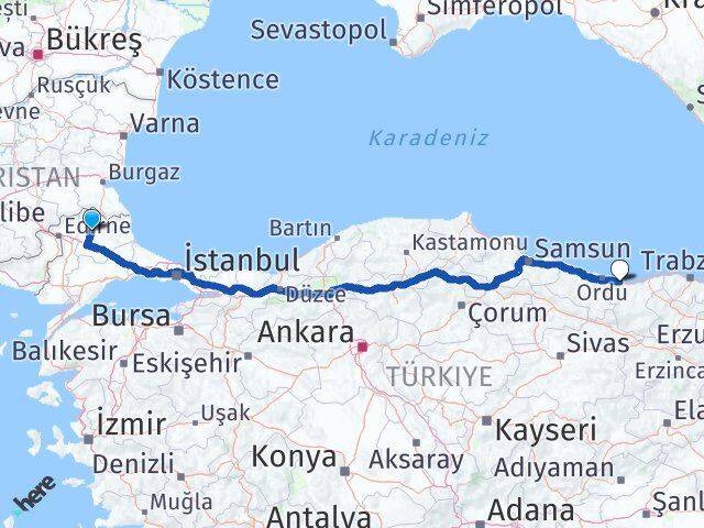 Kırklareli Bulancak Giresun Arası Kaç Km - Yol Haritası