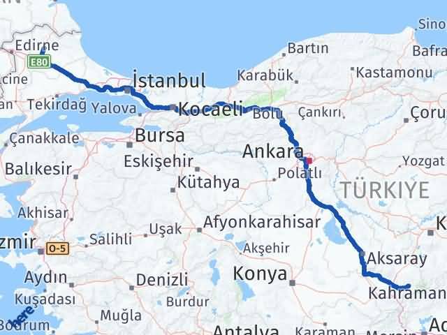 Kırklareli Çamardı Niğde Arası Kaç Km - Yol Haritası