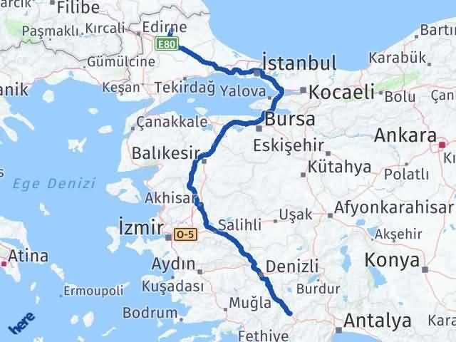 Kırklareli Çavdır Burdur Arası Kaç Km - Yol Haritası