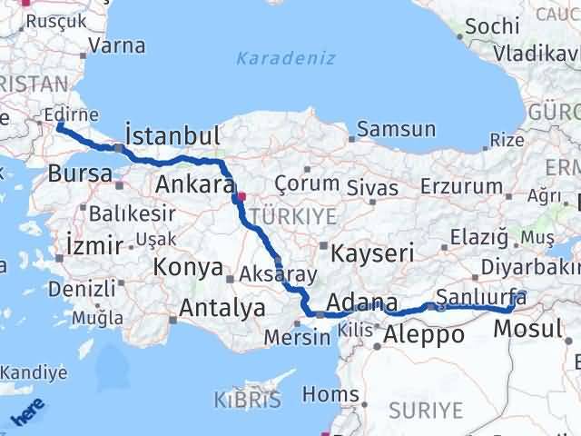 Kırklareli Dargeçit Mardin Arası Kaç Km - Yol Haritası