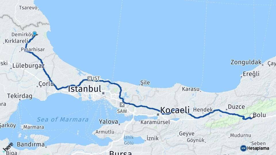 Demirköy Bolu Arası Kaç Km - Yol Tarifi