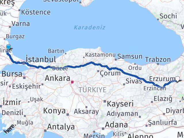 Demirköy Erzurum Arası Kaç Km - Yol Tarifi