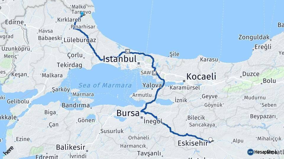 Demirköy Eskişehir Arası Kaç Km - Yol Tarifi
