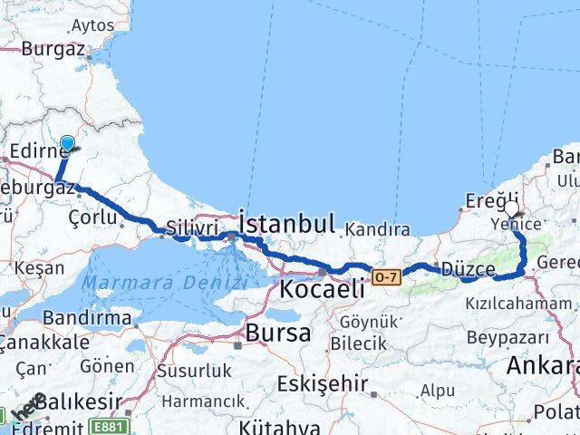 Kırklareli Devrek Zonguldak Arası Kaç Km - Yol Haritası