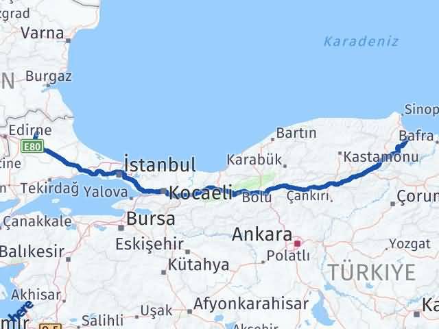 Kırklareli Dikmen Sinop Arası Kaç Km - Yol Haritası