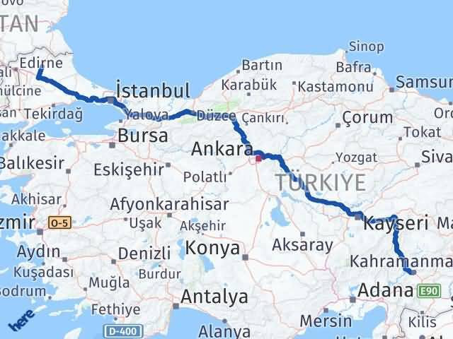 Kırklareli Dulkadiroğlu Arası Kaç Km - Yol Tarifi
