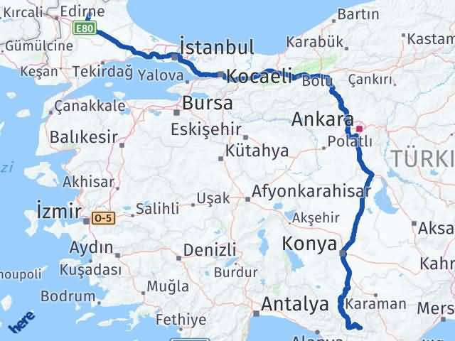 Kırklareli Ermenek Karaman Arası Kaç Km - Yol Haritası