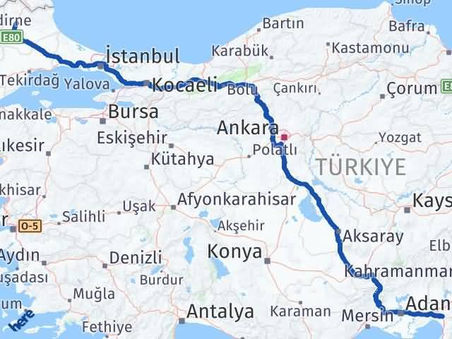 Kırklareli Erzin Hatay Arası Kaç Km - Yol Haritası