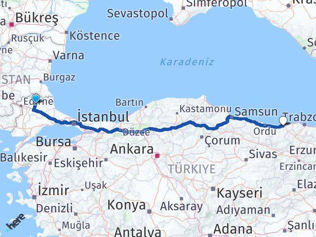 Kırklareli Espiye Giresun Arası Kaç Km - Yol Haritası