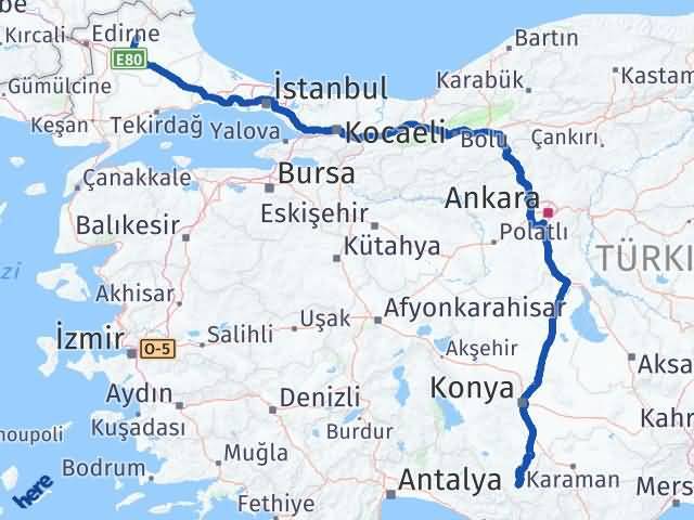 Kırklareli Hadim Konya Arası Kaç Km - Yol Haritası