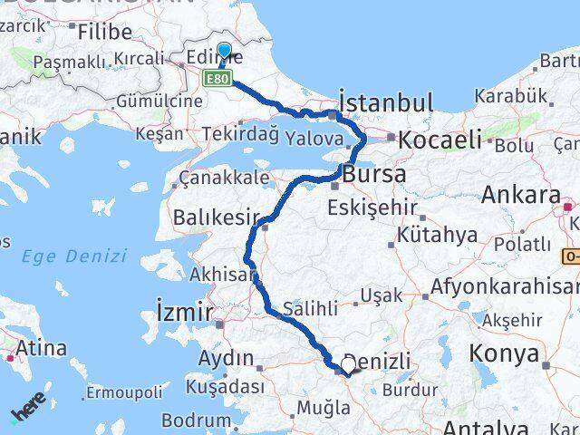 Kırklareli Honaz Denizli Arası Kaç Km - Yol Haritası