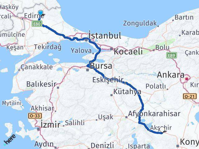 Kırklareli Ilgın Konya Arası Kaç Km - Yol Haritası