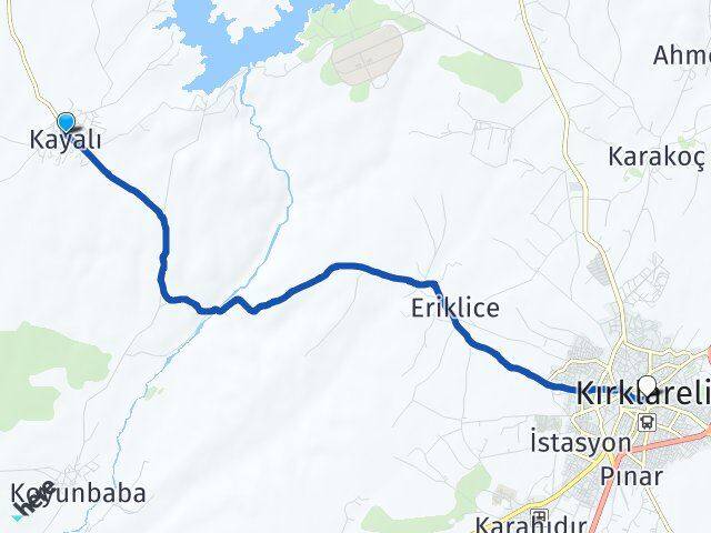 Kayalı Kırklareli Arası Kaç Km - Yol Tarifi