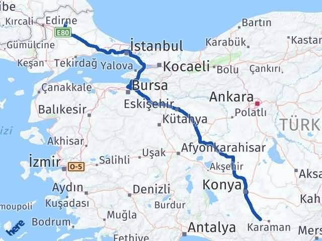 Kırklareli Kazımkarabekir Karaman Arası Kaç Km - Yol Haritası