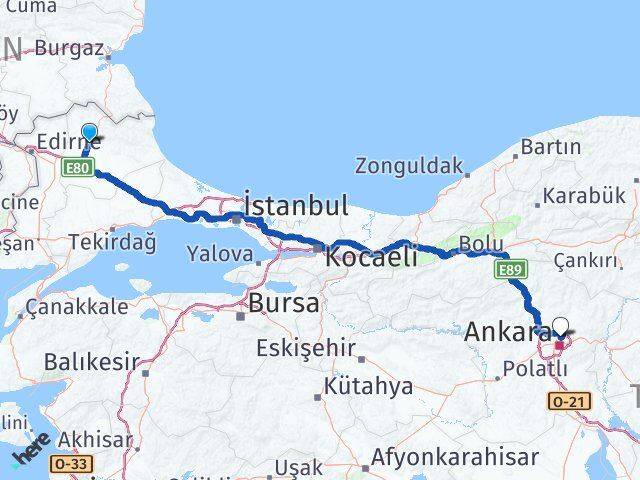 Kırklareli Keçiören Ankara Arası Kaç Km - Yol Haritası