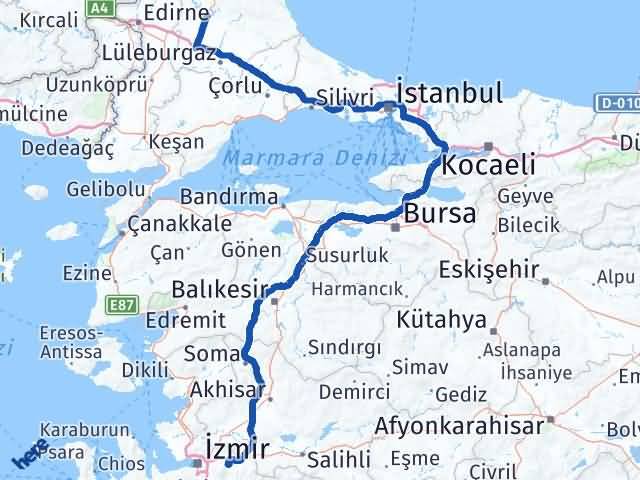 Kırklareli Kemalpaşa İzmir Arası Kaç Km - Yol Haritası