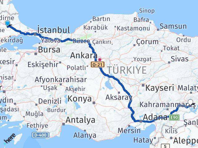Kırklareli Lüleburgaz Adıyaman Arası Kaç Km - Yol Haritası