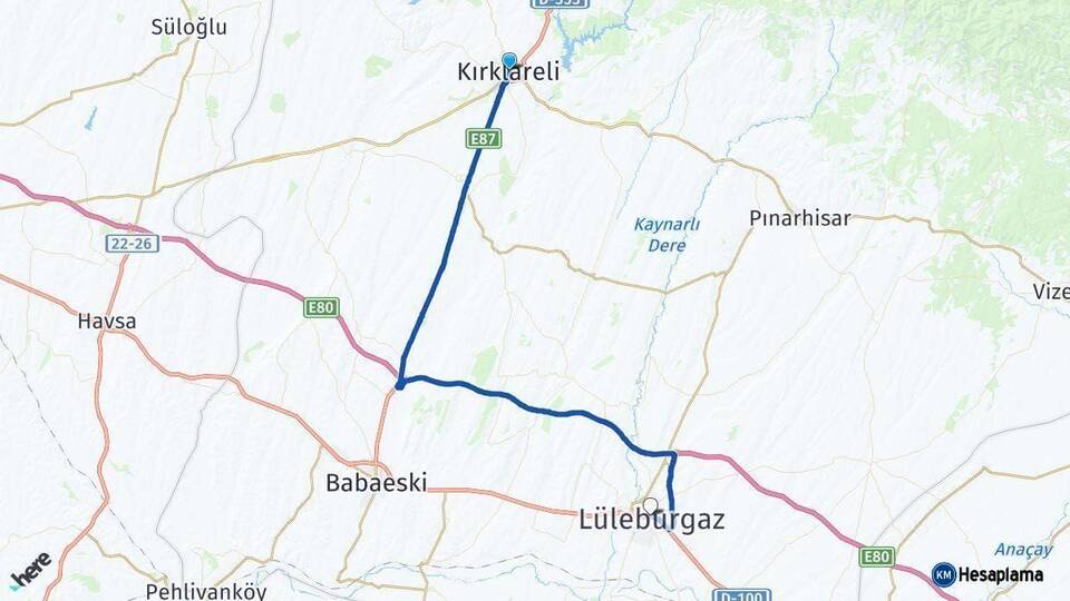 Kırklareli Lüleburgaz Arası Kaç Km - Yol Haritası