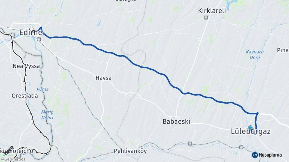 Kırklareli Lüleburgaz Edirne Arası Kaç Km - Yol Haritası