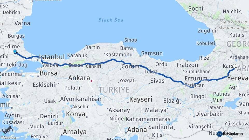 Kırklareli Lüleburgaz Kars Arası Kaç Km - Yol Haritası
