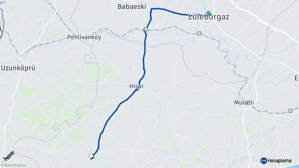 Kırklareli Lüleburgaz Kozyörük Malkara Tekirdağ Arası Kaç Km - Yol Haritası