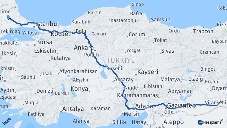 Kırklareli Lüleburgaz Mardin Arası Kaç Km - Yol Haritası