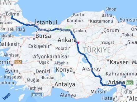 Kırklareli Musabeyli Kilis Arası Kaç Km - Yol Haritası