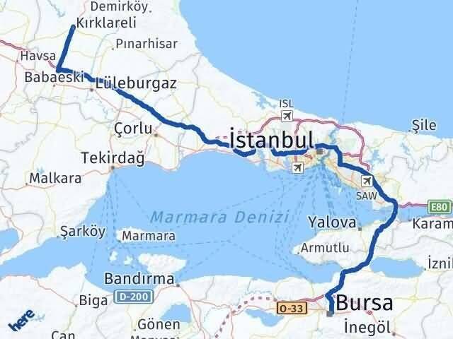 Kırklareli Osmangazi Arası Kaç Km - Yol Tarifi