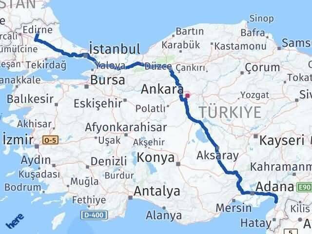 Kırklareli Payas Hatay Arası Kaç Km - Yol Haritası