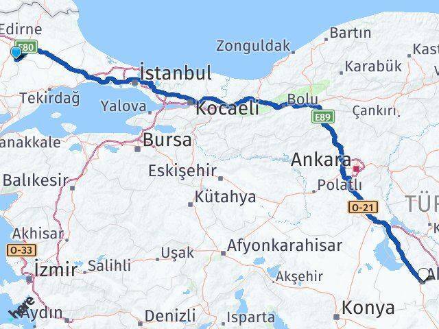 Pehlivanköy Aksaray Arası Kaç Km - Yol Tarifi