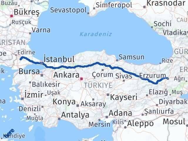 Pehlivanköy Erzurum Arası Kaç Km - Yol Tarifi