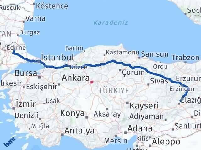 Kırklareli Pertek Tunceli Arası Kaç Km - Yol Haritası