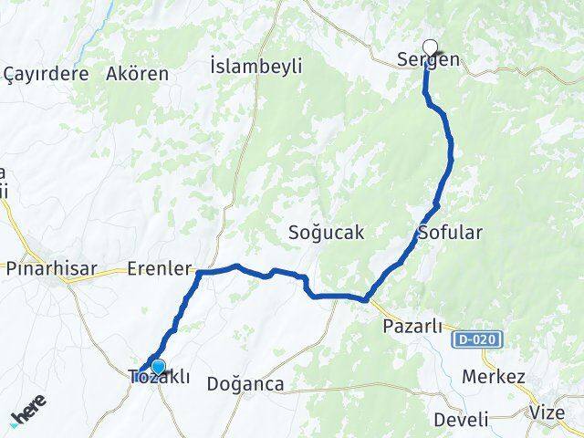 Tozaklı Sergen Arası Kaç Km - Yol Tarifi