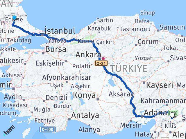 Kırklareli Şahinbey Gaziantep Arası Kaç Km - Yol Haritası
