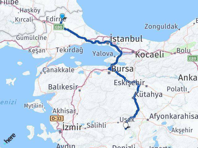 Kırklareli Sivaslı Arası Kaç Km - Yol Tarifi
