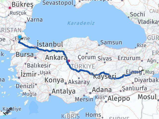 Kırklareli Solhan Bingöl Arası Kaç Km - Yol Haritası