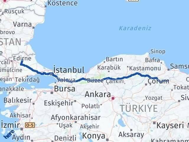 Kırklareli Taşova Amasya Arası Kaç Km - Yol Haritası