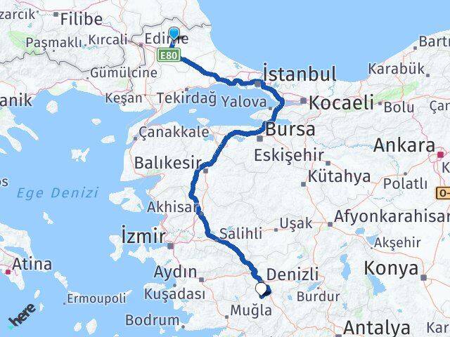 Kırklareli Tavas Denizli Arası Kaç Km - Yol Haritası