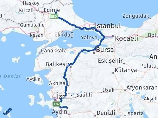 Kırklareli Tire İzmir Arası Kaç Km - Yol Haritası